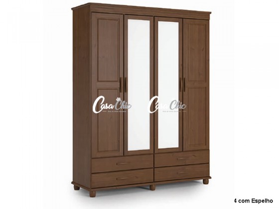 Guarda Roupa Armario Roupeiro Weihermann Sevilha Espelhado 04 Portas 1.82 m COM FRETE GRATIS 